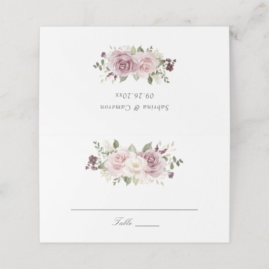 フローラメイヴ赤面ホワイトグリーンリーエレガントな結婚式 プレイスカード (外部開封)