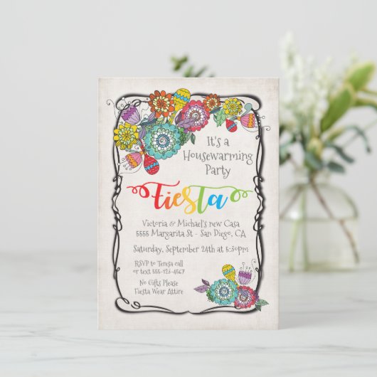 フローラメキシカラフルカンフィエスタ引っ越し祝いパーティーパーティー 招待状 (スタンド正面)