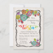フローラメキシカラフルカンフィエスタ引っ越し祝いパーティーパーティー 招待状 (正面)