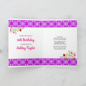 フローラメキシカンフィエスタブラック&ピンクスウィート16 招待状 (内部)