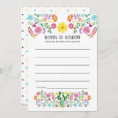フローラメキシカンフィエスタベビーまたはブライダルシャワー アドバイスカード (正面/裏面)