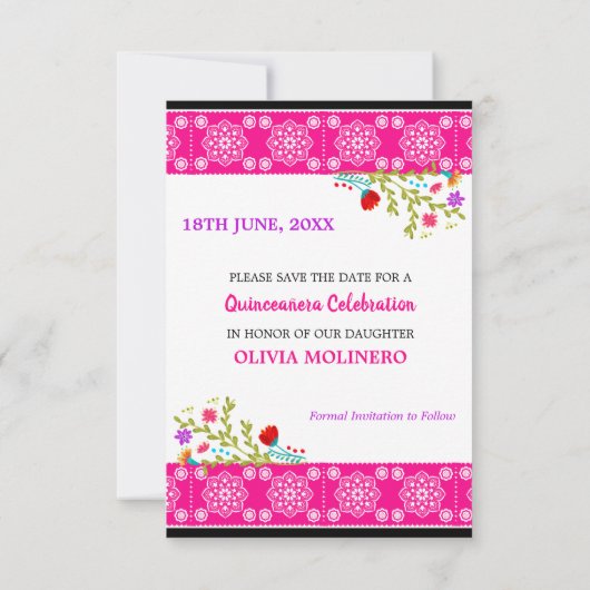 フローラメキシカンフィエスタ&パペルピカド – ブラック セーブザデート (裏面)