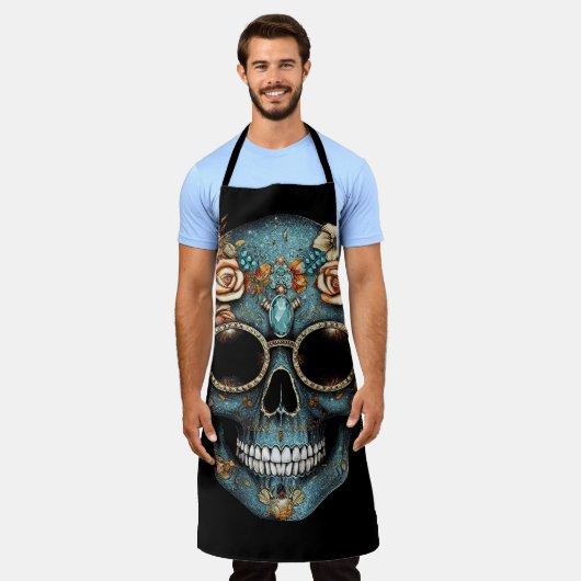 フローラメキシコスカルの日の死んだディアデムエルト エプロン (着用した状態)