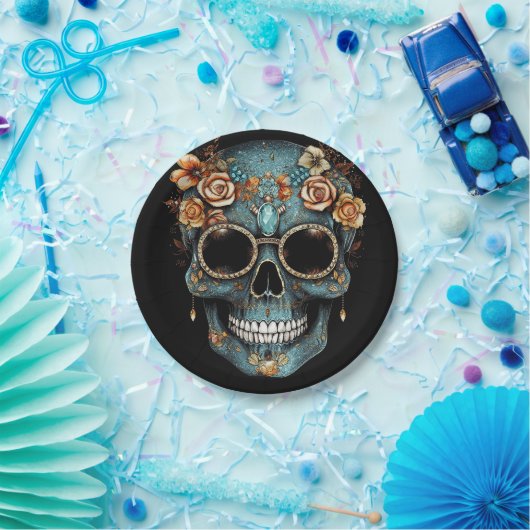 フローラメキシコスカルの日の死んだディアデムエルト ペーパープレート (パーティー)
