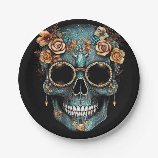 フローラメキシコスカルの日の死んだディアデムエルト ペーパープレート (正面)