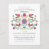 フローラメキシコフォークアートキンセアニラ誕生日 インビテーションポストカード (正面)