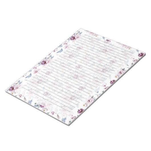 フローラメモ帳，並べ付け，紫/青 ノートパッド (アングル)