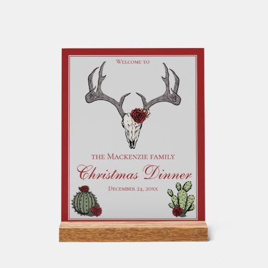 フローラメリークリスマスディアヘッドスカルサボテン アクリルサイン (正面)