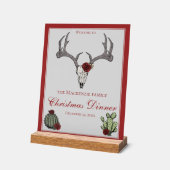 フローラメリークリスマスディアヘッドスカルサボテン アクリルサイン (傾斜)