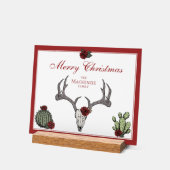 フローラメリークリスマスディアヘッドスカルサボテン アクリルサイン (傾斜)