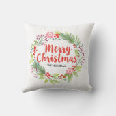 フローラメリークリスマスレッドベリーリース クッション (裏面)