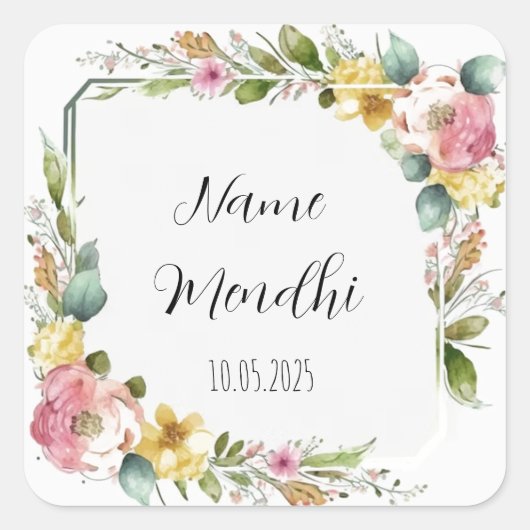 フローラメンディはステッカーを好む スクエアシール (正面)