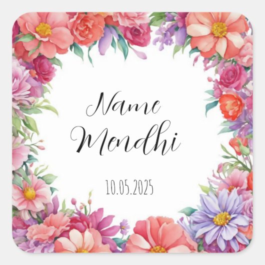 フローラメンディはステッカーを好む スクエアシール (正面)