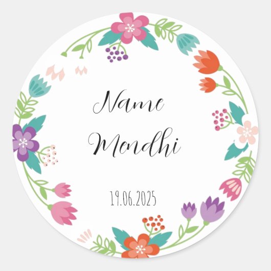 フローラメンディはステッカーを好む ラウンドシール (正面)