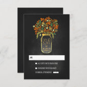 フローラメーソンジャールシャルボードウェディングRSVP 出欠カード (正面/裏面)