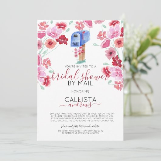フローラメールボックスの水の色のブライダルシャワー（メール別） 招待状 (スタンド正面)