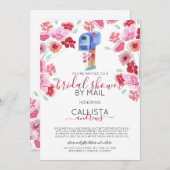 フローラメールボックスの水の色のブライダルシャワー(メール別) 招待状 (正面/裏面)