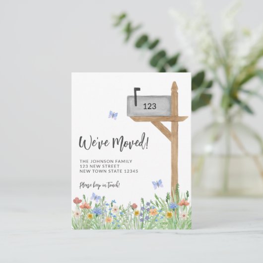 フローラメールボックス引っ越しましたの移動 案内ポストカード (スタンド正面)