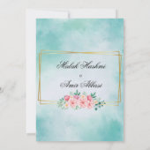 フローラモスク金ゴールドブルーイスラム結婚教徒 招待状 (裏面)