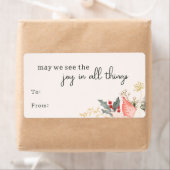 フローラモダンの喜びすべての物の長方形ギフト ラベル (インサイチュ)