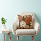 フローラモダンの着物プリント、濃い茶色と黄褐色 クッション (椅子)