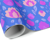 フローラモダンの習俗//明るい青 – 紫 – ピンク ラッピングペーパー (ロールコーナー)