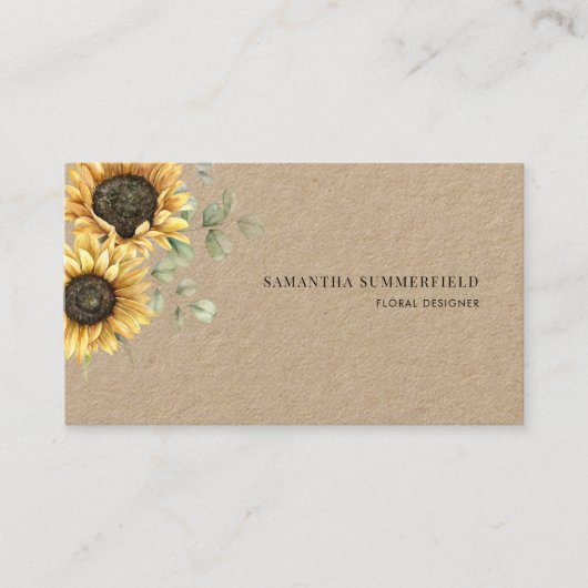 フローラモダンひまわりユーカリ緑 名刺 (正面)