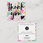 フローラモダンをピンクで感謝してい表示 スクエア名刺 (正面/裏面)