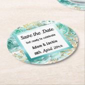フローラモダンアクアホワイト保存DATE COASTER ラウンドペーパーコースター (アングル)