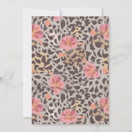 フローラモダンアニマルプリント結婚式の日付の保存 セーブザデート (裏面)