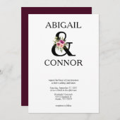 フローラモダンアンパサンド梅ピンクピーチ&ブラック 招待状 (正面/裏面)