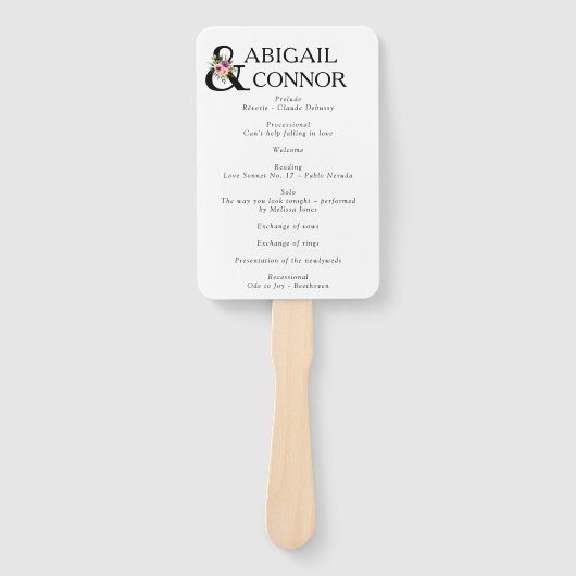 フローラモダンアンパサンド梅ピンクピーチ&ブラックPr ハンドファン (正面)