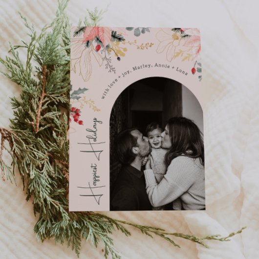 フローラモダンアーチグリーン最も幸せな休日の写真 シーズンカード