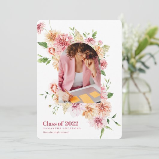 フローラモダンアーチ枠大学院写真招待状 招待状 (スタンド正面)