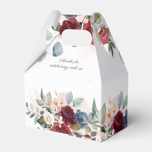 フローラモダンウォーターカラーブルゴーニュブライダルシャワー フェイバーボックス (裏面サイド)