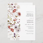 フローラモダンウォーターカラーボホブライダルシャワー 招待状 (正面/裏面)