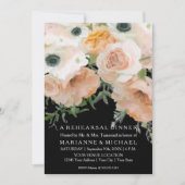 フローラモダンウォーターカラームーディブラック赤面ピーチ 招待状 (正面)