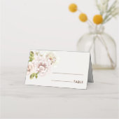 フローラモダンウォーター色アイボリークリームウェディンフォールド プレイスカード (正面)