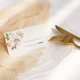 フローラモダンウォーター色アイボリークリームウェディンフォールド プレイスカード