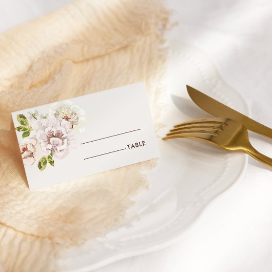 フローラモダンウォーター色アイボリークリームウェディンフォールド プレイスカード