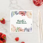 フローラモダンウォーター色ブライダルシャワーシックパーティー スタンダードカクテルナプキン (インサイチュ)