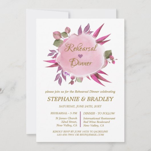 フローラモダンエレガントなウェディングリハーサルディナー 招待状 (正面)
