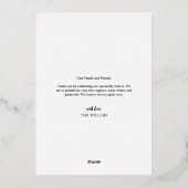 フローラモダンエレガントな結婚式ありがとうフォトカード 箔招待状 (裏面)