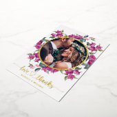フローラモダンエレガントな結婚式ありがとうフォトカード 箔招待状 (回転した状態)