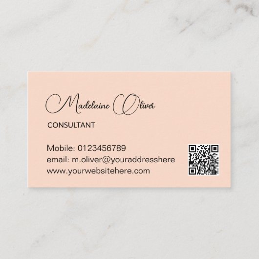 フローラモダンエレガントQRコード金ゴールド 名刺 (裏面)