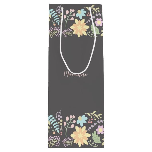 フローラモダンカスタムウェディングフライトワインバッグ ワインギフトバッグ (正面)