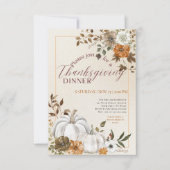 フローラモダンカボチャ感謝祭ディナー 招待状 (正面)