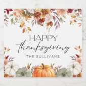 フローラモダンカボチャ感謝祭素朴ディナー スパークリングワインラベル (シングルラベル)