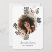 フローラモダンカーキトロピカル葉&オーキッド 招待状 (正面)