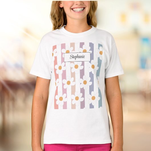 フローラモダンガーリーデイジー Tシャツ